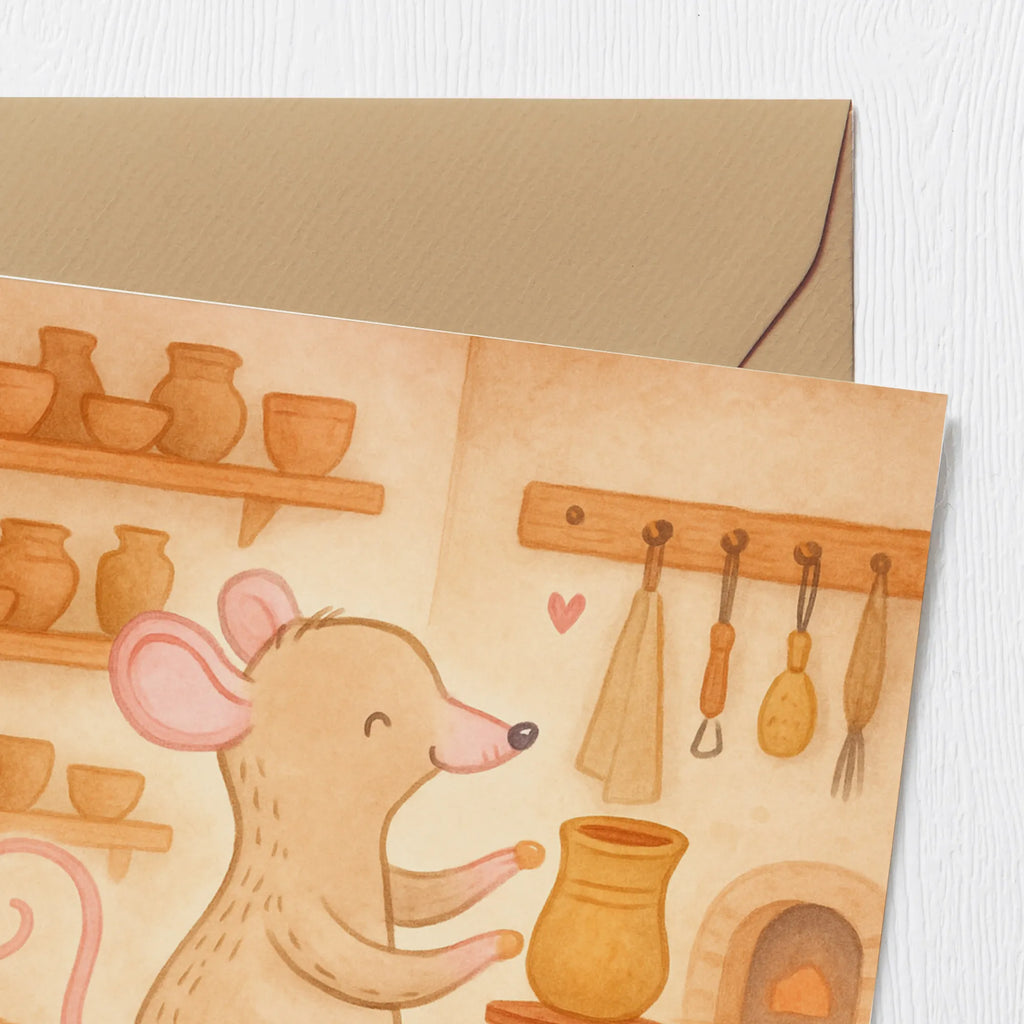 Deluxe Karte Maus Töpfern Design Glückwunschkarte, Einladungskarte, Karte, Hochwertige Klappkarte, Hochwertige Grußkarte, Geburtstagskarte, Klappkarte, Grußkarte, Hochzeitskarte, Geschenk, Sport, Sportart, Hobby, Schenken, Danke, Dankeschön, Auszeichnung, Gewinn, Sportler, Töpferkurs, Töpfern, Töpferei