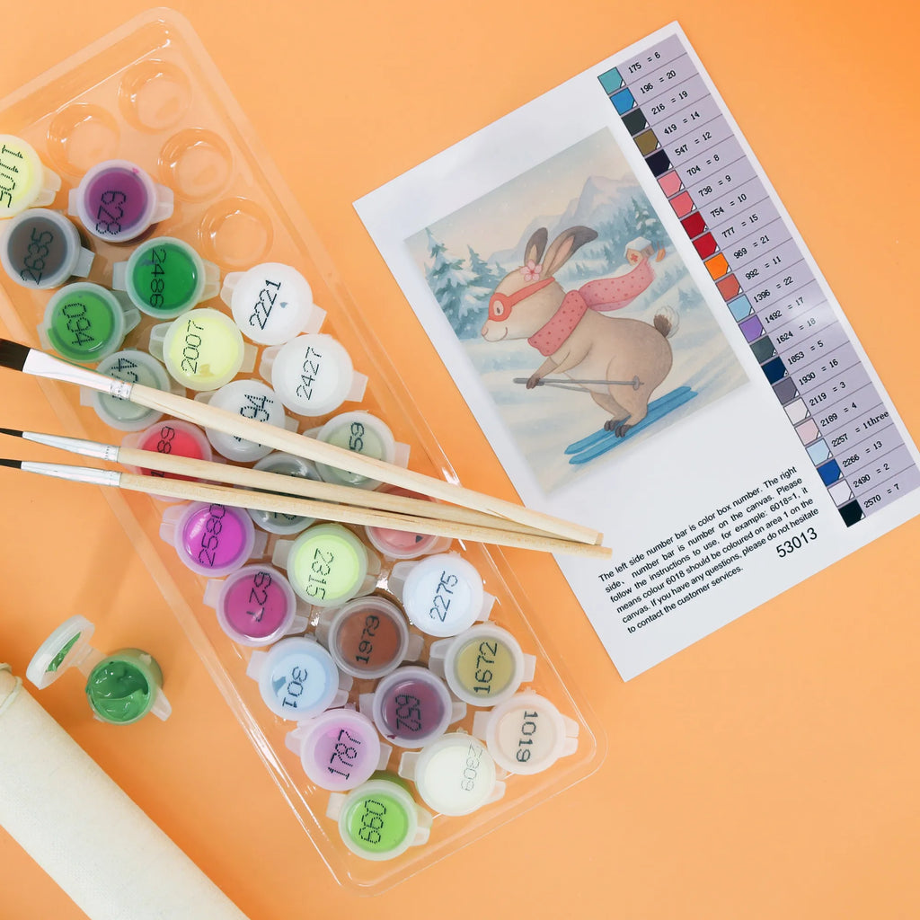 Malowanie według numerów królik jazda na nartach Design Prezent, Sport, Dyscyplina sportowa, Hobby, Darować, Dziękuję, Dzięki, Wyróżnienie, Wygrana, Sportowiec