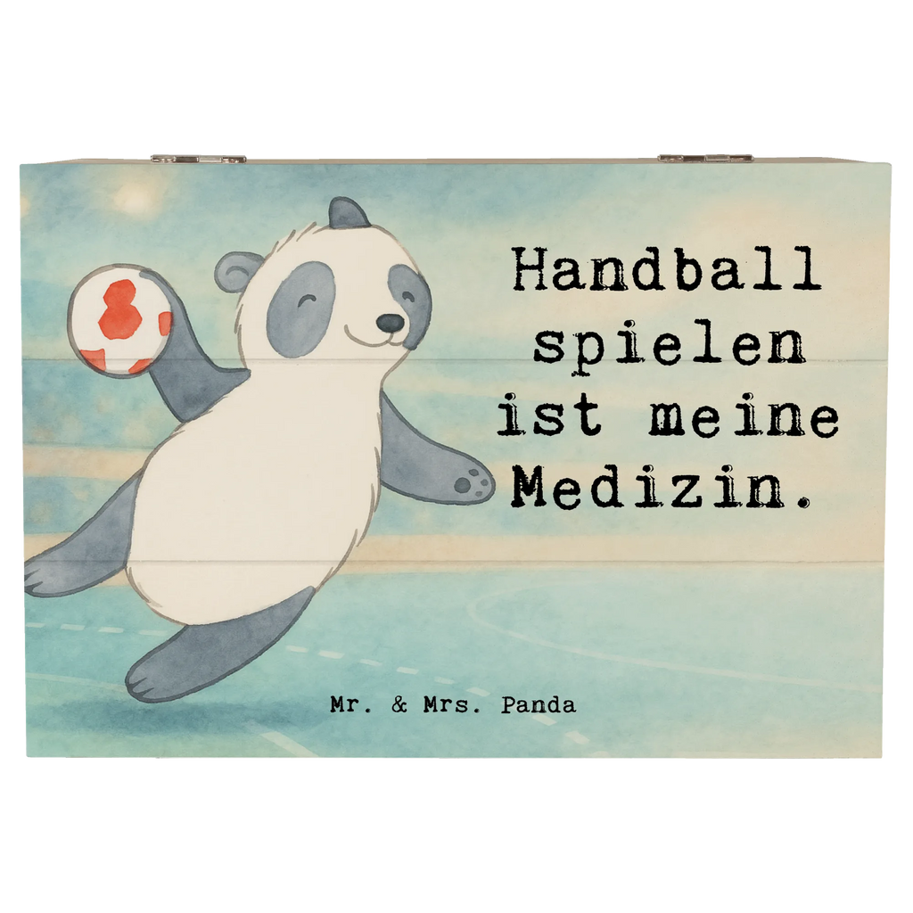 Holzkiste Panda Handball spielen Design Kiste, Geschenkdose, Truhe, XXL, Holzkiste, Schatzkiste, Dekokiste, Aufbewahrungsbox, Schatulle, Erinnerungskiste, Erinnerungsbox, Geschenkbox, Geschenk, Sport, Sportart, Hobby, Schenken, Danke, Dankeschön, Auszeichnung, Gewinn, Sportler, Handball spielen, Handball Club, Handball Turnier, Handball Verein