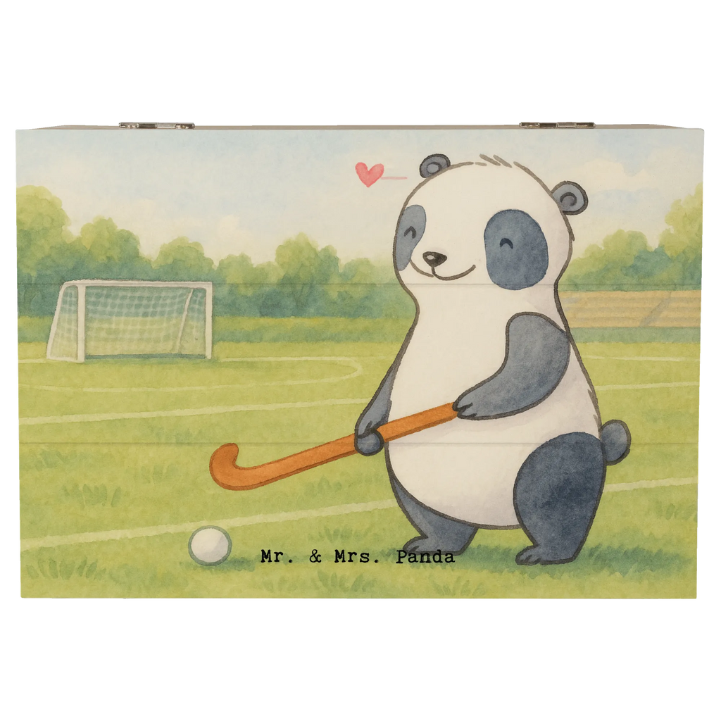 Holzkiste Panda Hockey spielen Design Schatzkiste, Truhe, Schatulle, XXL, Geschenkbox, Erinnerungsbox, Aufbewahrungsbox, Geschenkdose, Holzkiste, Kiste, Dekokiste, Erinnerungskiste, Geschenk, Sport, Sportart, Hobby, Schenken, Danke, Dankeschön, Auszeichnung, Gewinn, Sportler, Feldhockey, Hockey spielen, Hockey Verein, Hockeyschläger