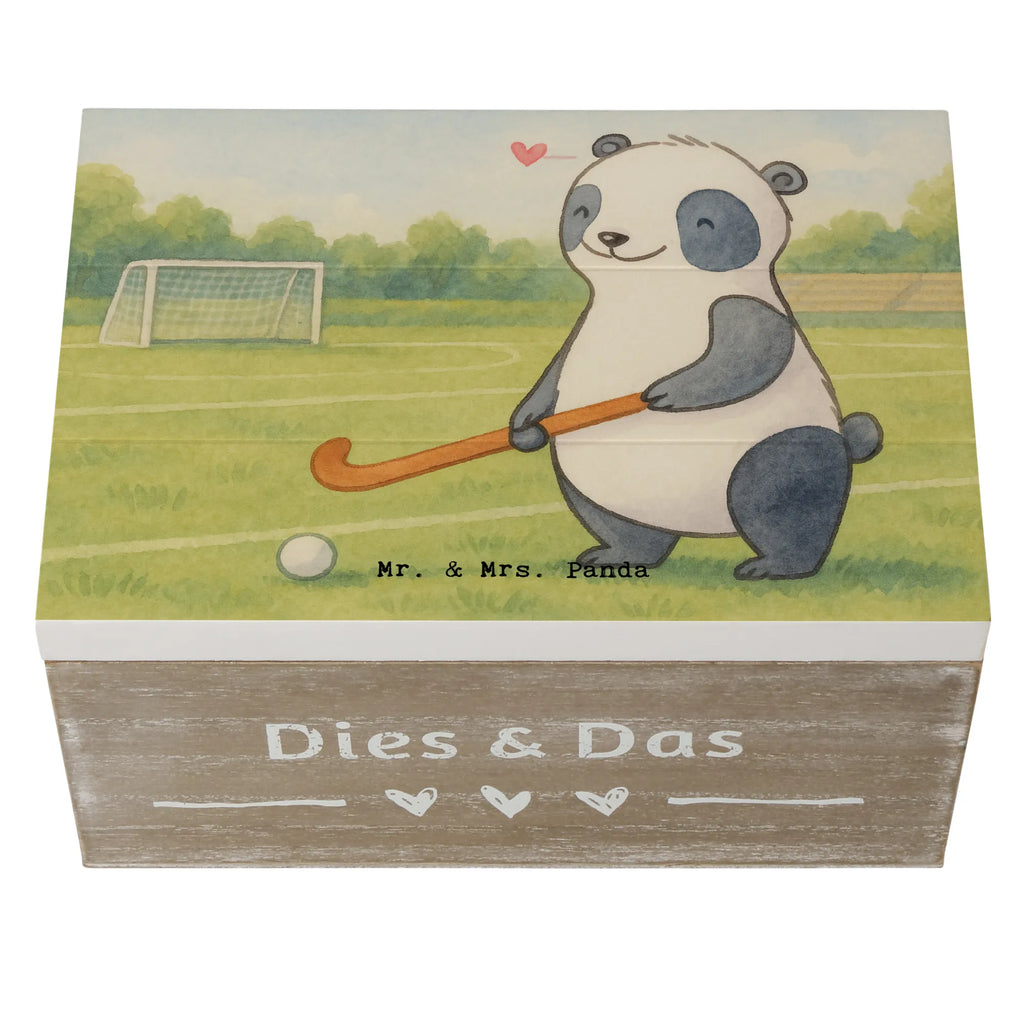 Holzkiste Panda Hockey spielen Design Schatzkiste, Truhe, Schatulle, XXL, Geschenkbox, Erinnerungsbox, Aufbewahrungsbox, Geschenkdose, Holzkiste, Kiste, Dekokiste, Erinnerungskiste, Geschenk, Sport, Sportart, Hobby, Schenken, Danke, Dankeschön, Auszeichnung, Gewinn, Sportler, Feldhockey, Hockey spielen, Hockey Verein, Hockeyschläger