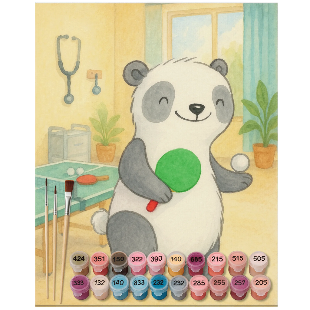 Malowanie według numerów Panda Tenis stołowy Design Baseln, Bastelidee, Malen nach Zahlen, Malen, Künstler, DIY, Kunstwerk, Kreativität, Ausmalbild, Geschenk, Sport, Sportart, Hobby, Schenken, Danke, Dankeschön, Auszeichnung, Gewinn, Sportler, Tischtennis Bund, Ballsport, Tischtennis, Tischtennis Verein