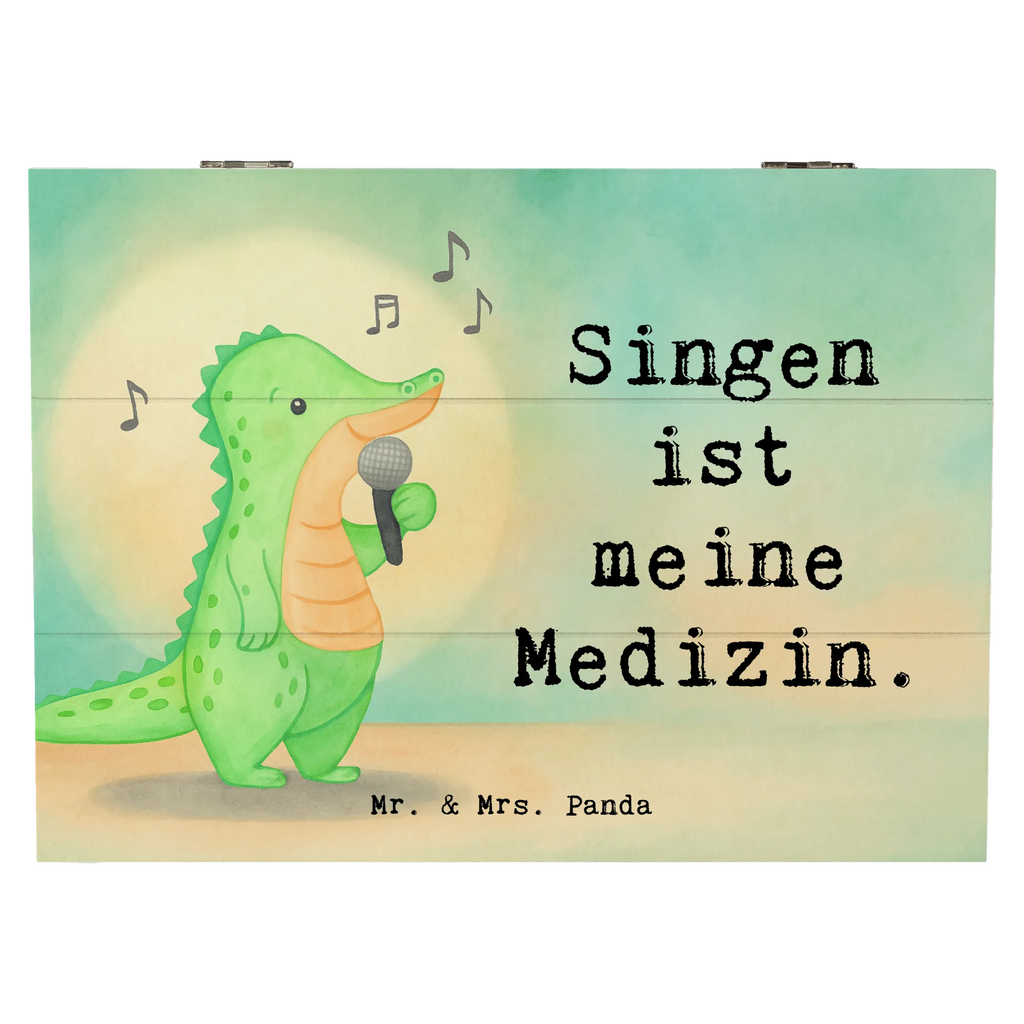 Holzkiste Krokodil Singen Design Kiste, Erinnerungsbox, XXL, Schatulle, Aufbewahrungsbox, Erinnerungskiste, Geschenkdose, Geschenkbox, Dekokiste, Holzkiste, Truhe, Schatzkiste, Geschenk, Sport, Sportart, Hobby, Schenken, Danke, Dankeschön, Auszeichnung, Gewinn, Sportler, Live Auftritt, Gesang, Hobbysänger, Band, Singen