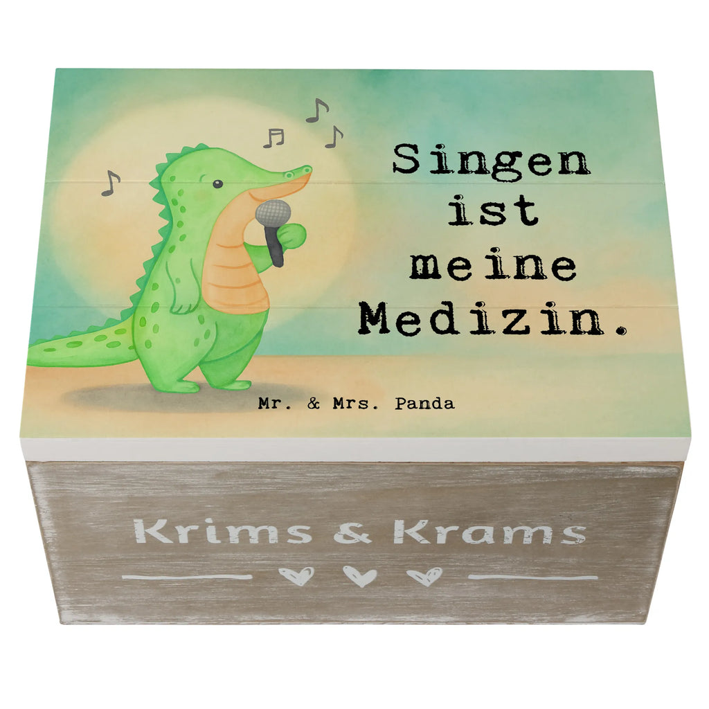 Holzkiste Krokodil Singen Design Kiste, Erinnerungsbox, XXL, Schatulle, Aufbewahrungsbox, Erinnerungskiste, Geschenkdose, Geschenkbox, Dekokiste, Holzkiste, Truhe, Schatzkiste, Geschenk, Sport, Sportart, Hobby, Schenken, Danke, Dankeschön, Auszeichnung, Gewinn, Sportler, Live Auftritt, Gesang, Hobbysänger, Band, Singen