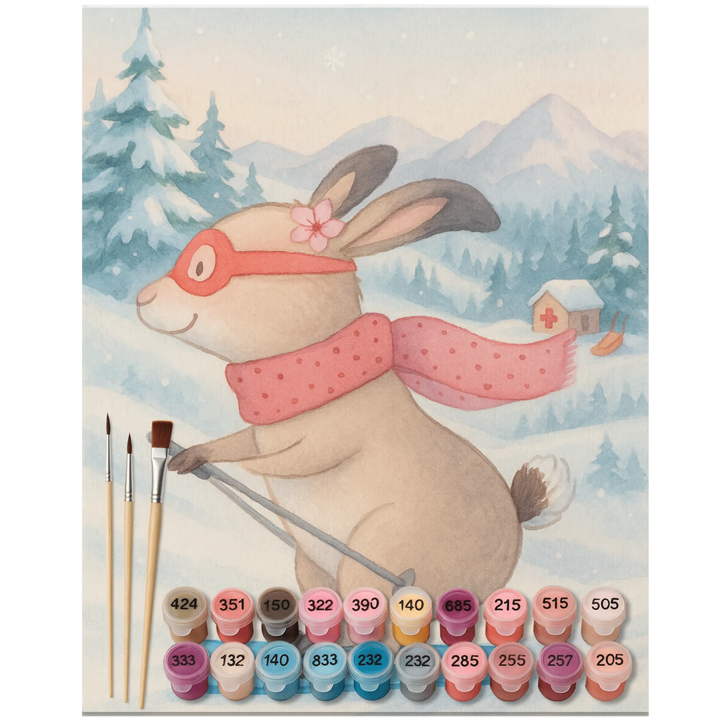 Malowanie według numerów królik jazda na nartach Design Prezent, Sport, Dyscyplina sportowa, Hobby, Darować, Dziękuję, Dzięki, Wyróżnienie, Wygrana, Sportowiec