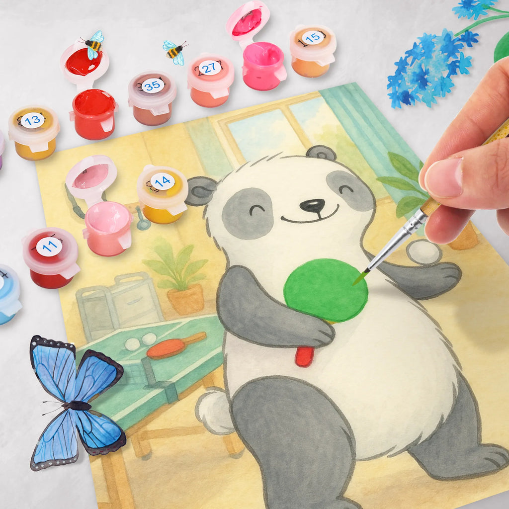 Malowanie według numerów Panda Tenis stołowy Design Baseln, Bastelidee, Malen nach Zahlen, Malen, Künstler, DIY, Kunstwerk, Kreativität, Ausmalbild, Geschenk, Sport, Sportart, Hobby, Schenken, Danke, Dankeschön, Auszeichnung, Gewinn, Sportler, Tischtennis Bund, Ballsport, Tischtennis, Tischtennis Verein