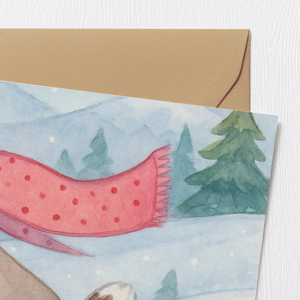 Deluxe Karte Hase Skifahren Design Grußkarte, Einladungskarte, Hochwertige Klappkarte, Geburtstagskarte, Klappkarte, Hochwertige Grußkarte, Hochzeitskarte, Glückwunschkarte, Karte, Geschenk, Sport, Sportart, Hobby, Schenken, Danke, Dankeschön, Auszeichnung, Gewinn, Sportler, Skirennen, Skisport, Skifahren, Skiwettbewerb, Ski fahren