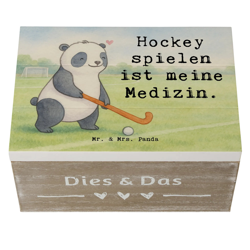 Holzkiste Panda Hockey spielen Design Schatzkiste, Truhe, Schatulle, XXL, Geschenkbox, Erinnerungsbox, Aufbewahrungsbox, Geschenkdose, Holzkiste, Kiste, Dekokiste, Erinnerungskiste, Geschenk, Sport, Sportart, Hobby, Schenken, Danke, Dankeschön, Auszeichnung, Gewinn, Sportler, Feldhockey, Hockey spielen, Hockey Verein, Hockeyschläger
