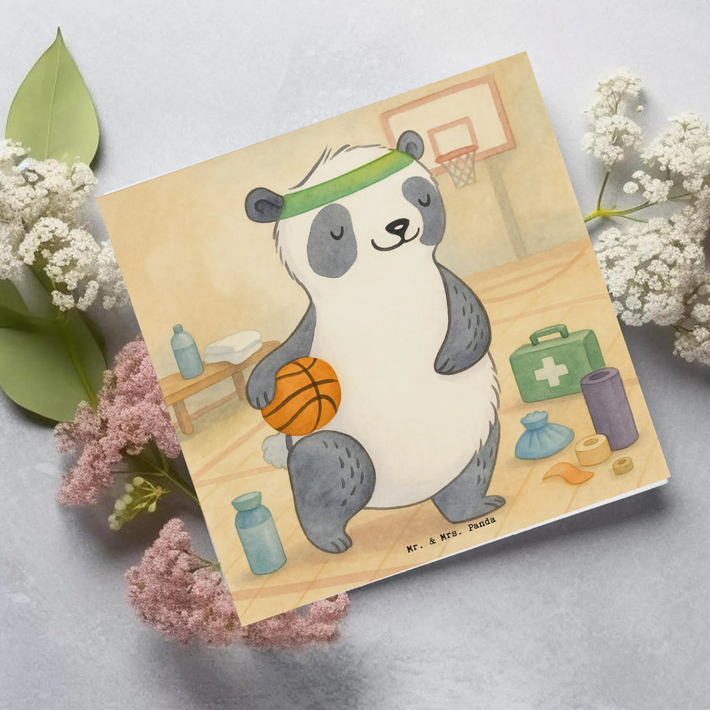 Deluxe Karte Panda Basketball Design Klappkarte, Grußkarte, Hochwertige Klappkarte, Karte, Hochzeitskarte, Hochwertige Grußkarte, Glückwunschkarte, Einladungskarte, Geburtstagskarte, Geschenk, Sport, Sportart, Hobby, Schenken, Danke, Dankeschön, Auszeichnung, Gewinn, Sportler, Basketball, Basketballplatz, Basketball Verein, Basketball Verband