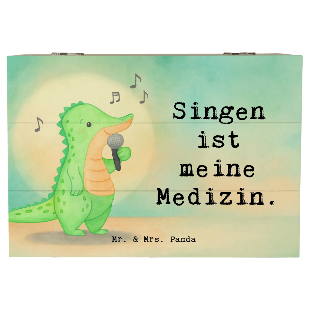 Holzkiste Krokodil Singen Design Kiste, Erinnerungsbox, XXL, Schatulle, Aufbewahrungsbox, Erinnerungskiste, Geschenkdose, Geschenkbox, Dekokiste, Holzkiste, Truhe, Schatzkiste, Geschenk, Sport, Sportart, Hobby, Schenken, Danke, Dankeschön, Auszeichnung, Gewinn, Sportler, Live Auftritt, Gesang, Hobbysänger, Band, Singen