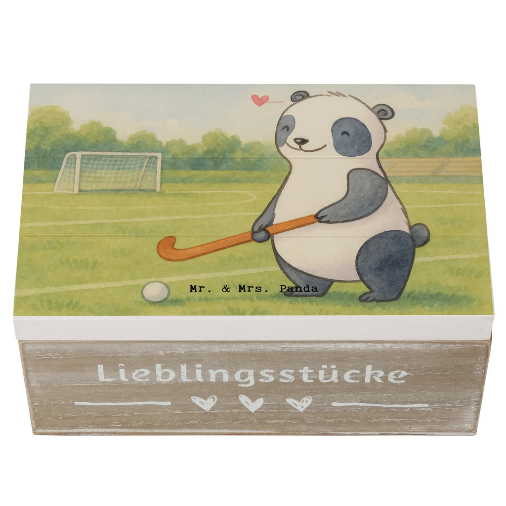 Holzkiste Panda Hockey spielen Design Schatzkiste, Truhe, Schatulle, XXL, Geschenkbox, Erinnerungsbox, Aufbewahrungsbox, Geschenkdose, Holzkiste, Kiste, Dekokiste, Erinnerungskiste, Geschenk, Sport, Sportart, Hobby, Schenken, Danke, Dankeschön, Auszeichnung, Gewinn, Sportler, Feldhockey, Hockey spielen, Hockey Verein, Hockeyschläger