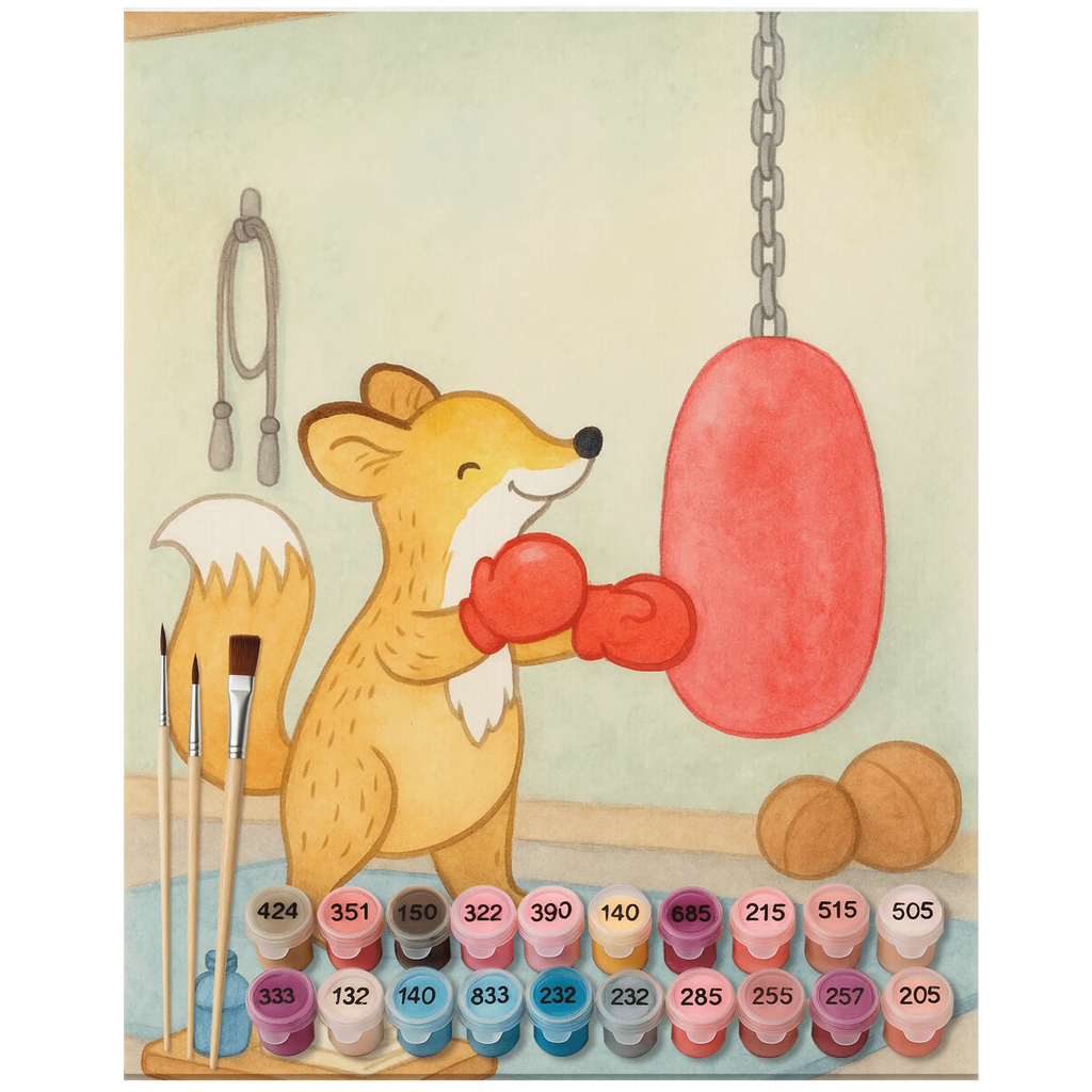 Malowanie według numerów lis Boks Design Bastelidee, Malen nach Zahlen, Ausmalbild, Kreativität, Kunstwerk, Malen, Baseln, Künstler, DIY, Geschenk, Sport, Sportart, Hobby, Schenken, Danke, Dankeschön, Auszeichnung, Gewinn, Sportler, Boxen, Boxkampf, Boxtraining