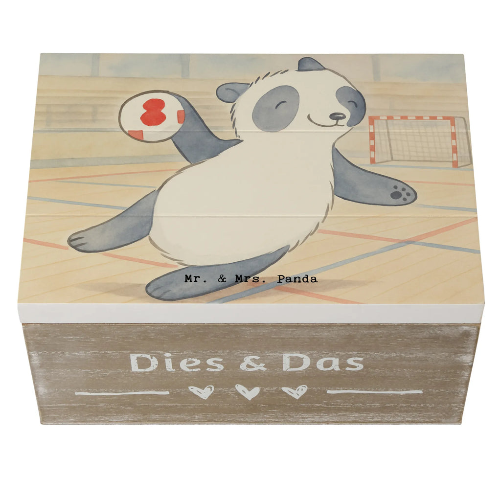 Holzkiste Panda Handball spielen Design Kiste, Geschenkdose, Truhe, XXL, Holzkiste, Schatzkiste, Dekokiste, Aufbewahrungsbox, Schatulle, Erinnerungskiste, Erinnerungsbox, Geschenkbox, Geschenk, Sport, Sportart, Hobby, Schenken, Danke, Dankeschön, Auszeichnung, Gewinn, Sportler, Handball spielen, Handball Club, Handball Turnier, Handball Verein