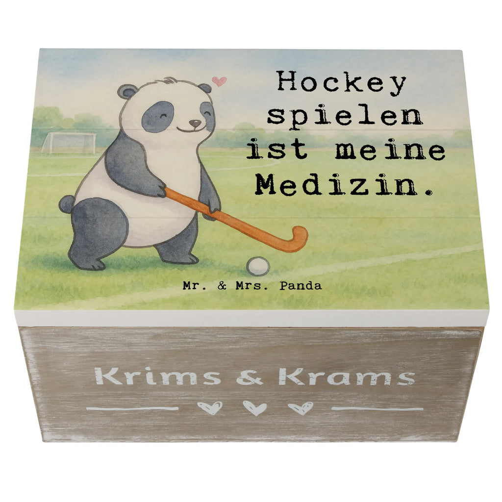 Holzkiste Panda Hockey spielen Design Schatzkiste, Truhe, Schatulle, XXL, Geschenkbox, Erinnerungsbox, Aufbewahrungsbox, Geschenkdose, Holzkiste, Kiste, Dekokiste, Erinnerungskiste, Geschenk, Sport, Sportart, Hobby, Schenken, Danke, Dankeschön, Auszeichnung, Gewinn, Sportler, Feldhockey, Hockey spielen, Hockey Verein, Hockeyschläger
