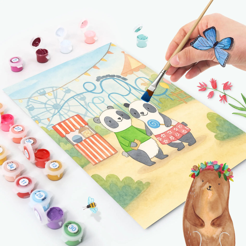 Malowanie według numerów Pandy odwiedzić park rozrywki Design Künstler, DIY, Bastelidee, Baseln, Ausmalbild, Kreativität, Kunstwerk, Malen, Malen nach Zahlen, Geschenk, Sport, Sportart, Hobby, Schenken, Danke, Dankeschön, Auszeichnung, Gewinn, Sportler, Achterbahn fahren, Freizeitpark besuchen