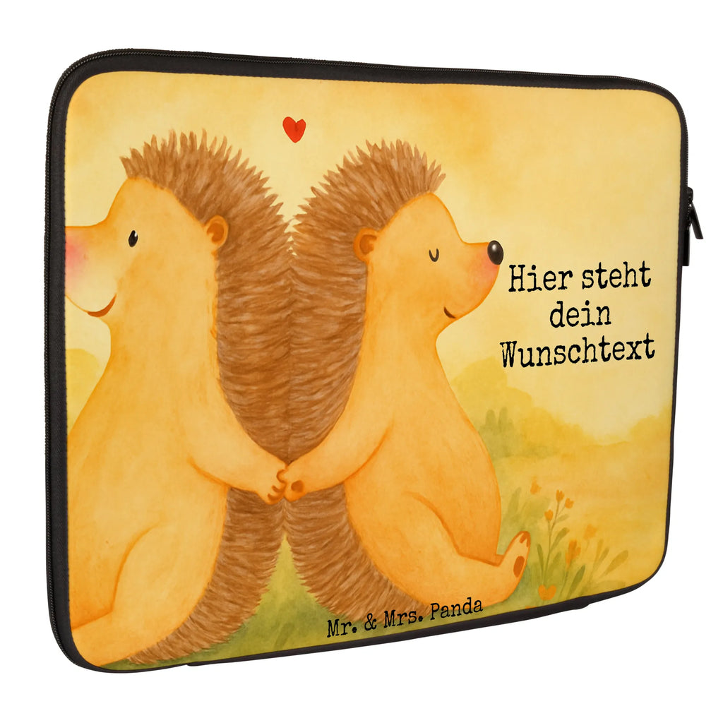 Personalisierte Notebook Tasche Igel händchenhaltend Design