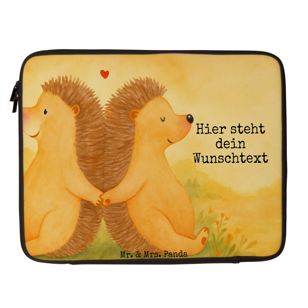 Personalisierte Notebook Tasche Igel händchenhaltend Design