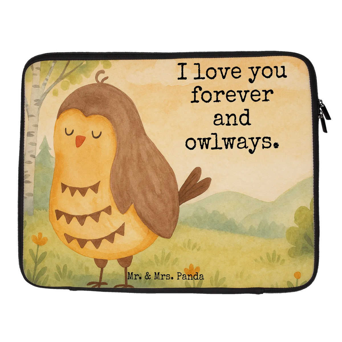 Laptop Bag Owl Satisfied Design romantic gift, nocturnal, gift ideas, illustrated, bird, birthday present, owl decor, forest animal, Wedding anniversary gift, Romantic, Saying beautiful, Owl deco, Pun funny, Love saying, Owl saying