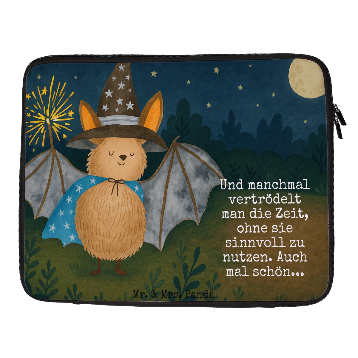 Laptop Bag bat wizard Design card, funny sayings, gifts, gift ideas, cute, hand drawn, animal lover, cute animal motives, small animals, special gifts, good mood, magicians, sorcerers, women, Bats, get in