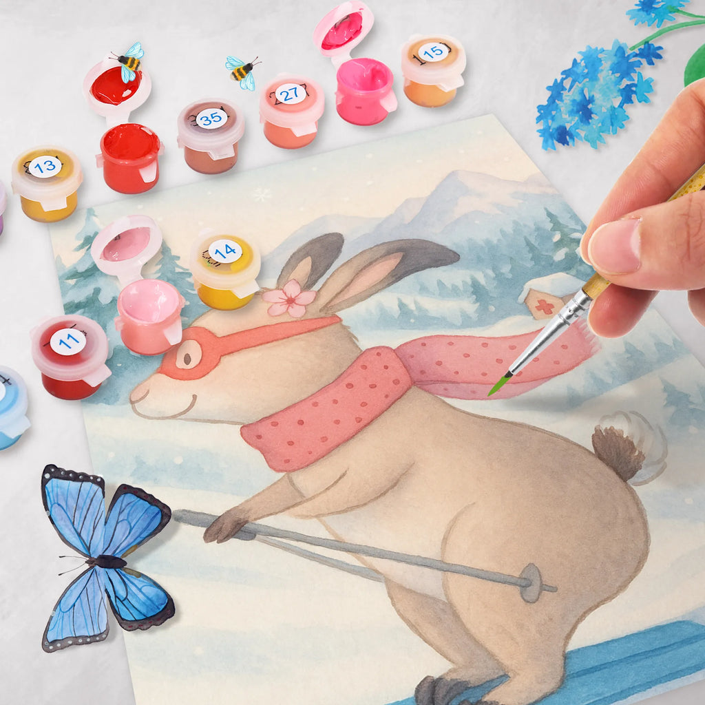 Malowanie według numerów królik jazda na nartach Design Prezent, Sport, Dyscyplina sportowa, Hobby, Darować, Dziękuję, Dzięki, Wyróżnienie, Wygrana, Sportowiec