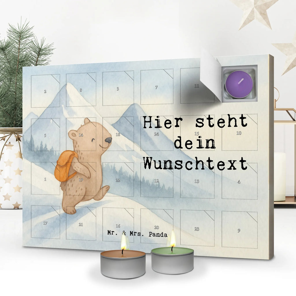 Personalisierter Duftkerzen Adventskalender Bär Bergsteigen Design Personalisierter Duftkerzen Adventskalender, Geschenk, Schenken, Sport, Sportart, Hobby, Danke, Dankeschön, Auszeichnung, Gewinn, Sportler, Alpinwandern, Wandern, Bergsteigen, Bergsport, Trekking, Alpinismus