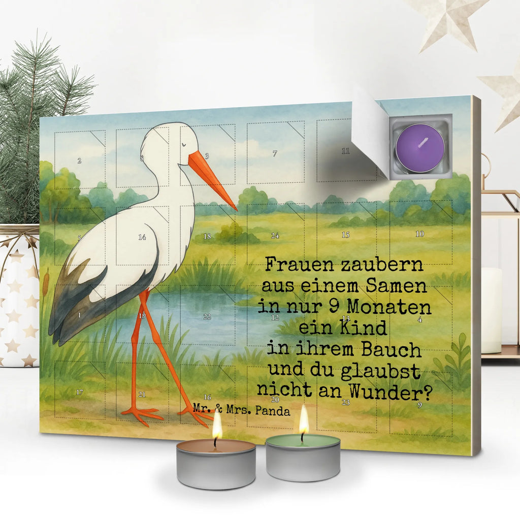 Scented candle advent calendar Stork Design small animals, cute, funny, cute animal motives, hand drawn, small world, funny sayings, good mood, happy, gifts, gift ideas, special gifts, animal lover, card, stork, becoming a mother, birth, pregnant, mother, baby, mothers, pregnancy, baby bump