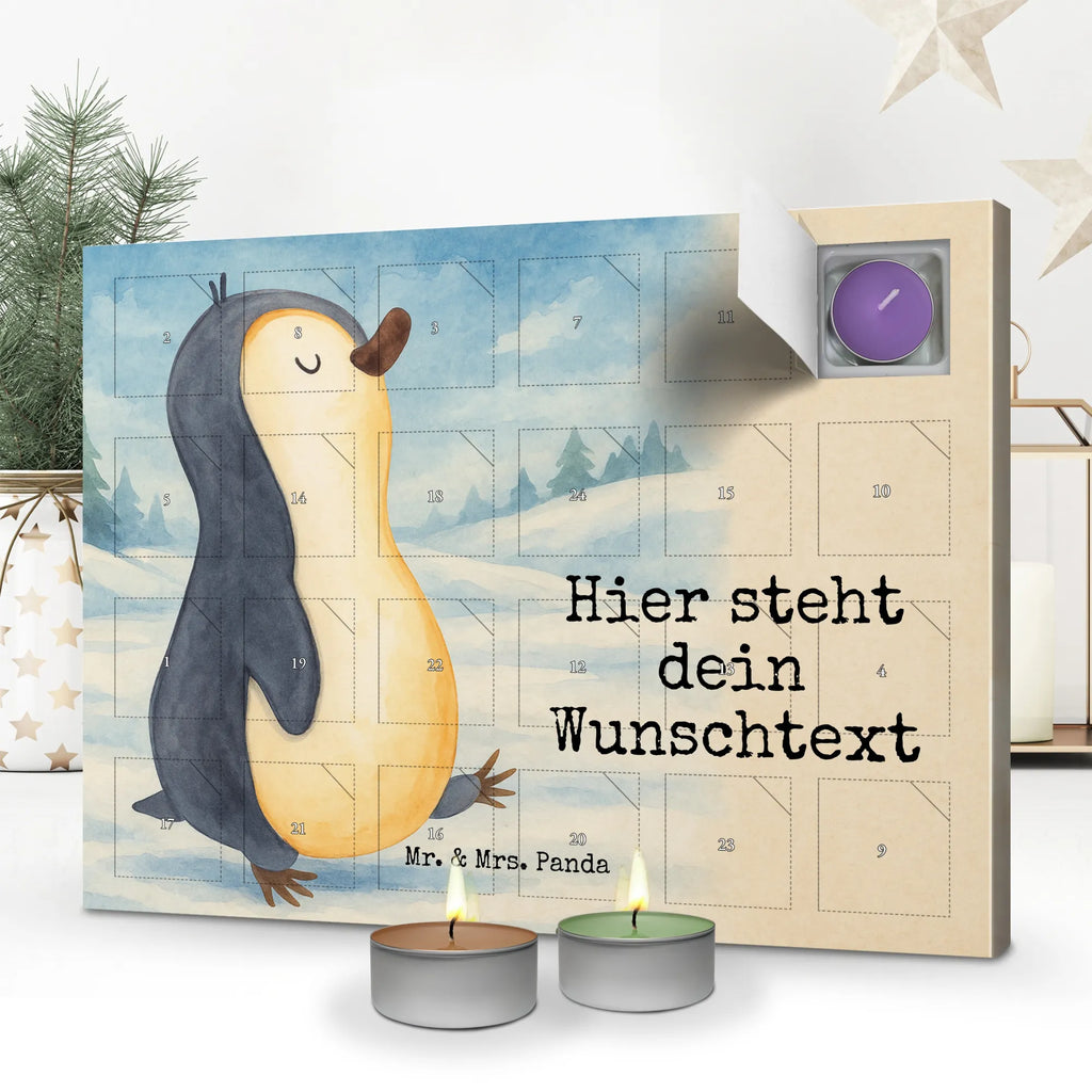 Personalisierter Duftkerzen Adventskalender Pinguin marschieren Design Personalisierter Duftkerzen Adventskalender, Pinguin, Frühaufsteher, Familie, Bruder, Langschläfer, Pinguine, Schwester