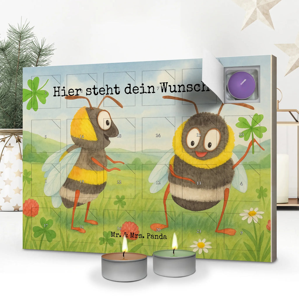 Personalisierter Duftkerzen Adventskalender Hummeln Kleeblatt Design Personalisierter Duftkerzen Adventskalender, Lustige Sprüche, Tiere, Tiermotive, Gute Laune, Spruch Fröhlich, glücklich Werden, Spruch Positiv, Hummel, Biene Deko, Spruch schön, Biene, glücklich sein