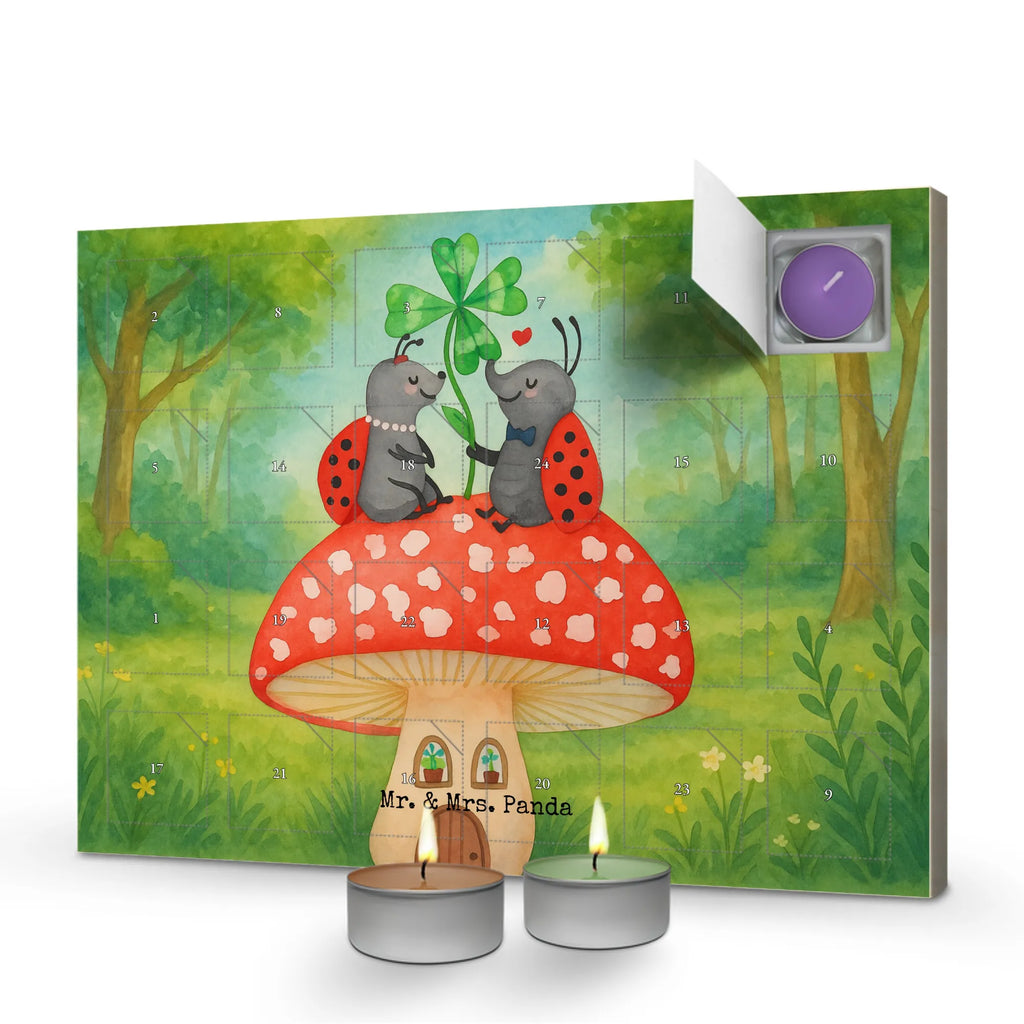 Scented candle advent calendar ladybug toadstool Design small animals, cute, funny, cute animal motives, hand drawn, small world, funny sayings, good mood, happy, gifts, gift ideas, special gifts, animal lover, card, ladybird, flat, house, house of fleshy fungi, toadstool, at home