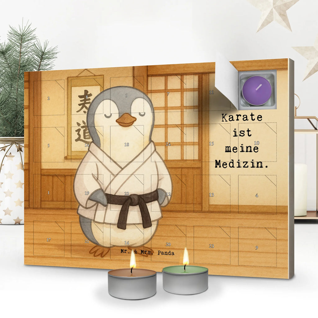 Scented candle advent calendar penguin karate Design Gift, sport, hobby, giving, thank you, award, profit, athlete, martial arts, karate club, self defense, Karate