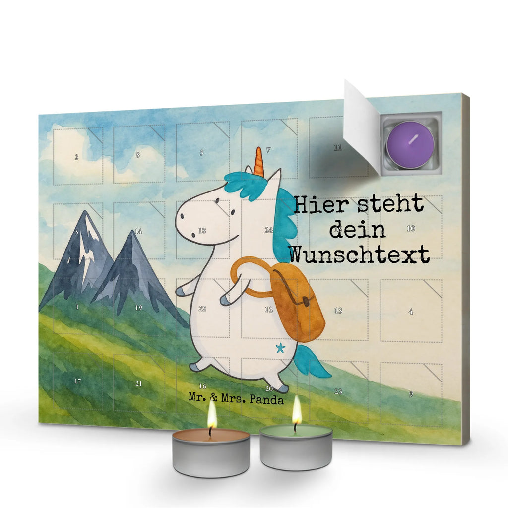 Personalisierter Duftkerzen Adventskalender Einhorn Bergsteiger Design