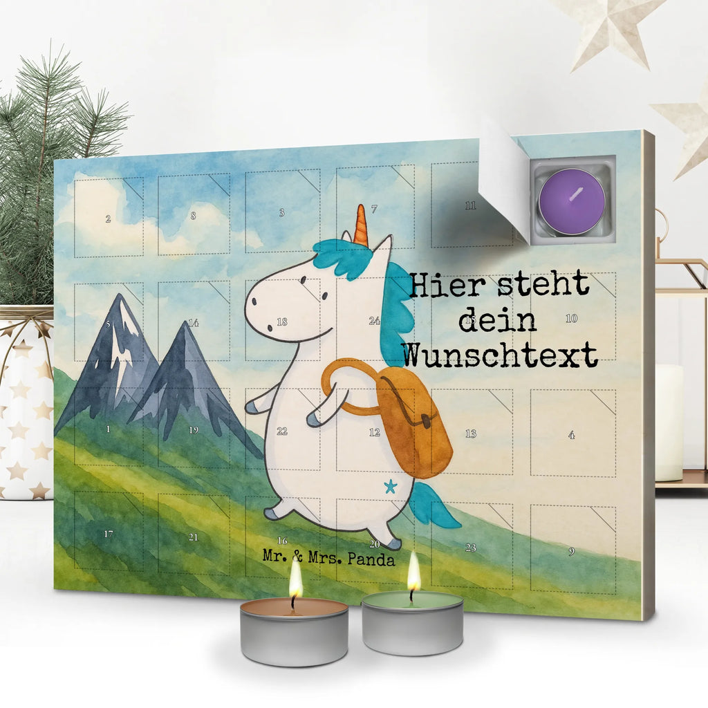 Personalisierter Duftkerzen Adventskalender Einhorn Bergsteiger Design