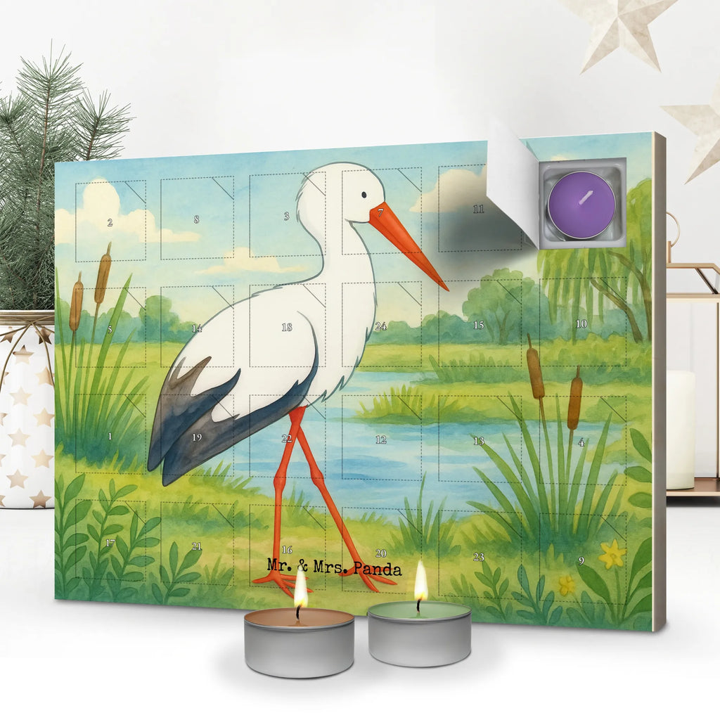 Scented candle advent calendar Stork Design small animals, cute, funny, cute animal motives, hand drawn, small world, funny sayings, good mood, happy, gifts, gift ideas, special gifts, animal lover, card, stork, becoming a mother, birth, pregnant, mother, baby, mothers, pregnancy, baby bump