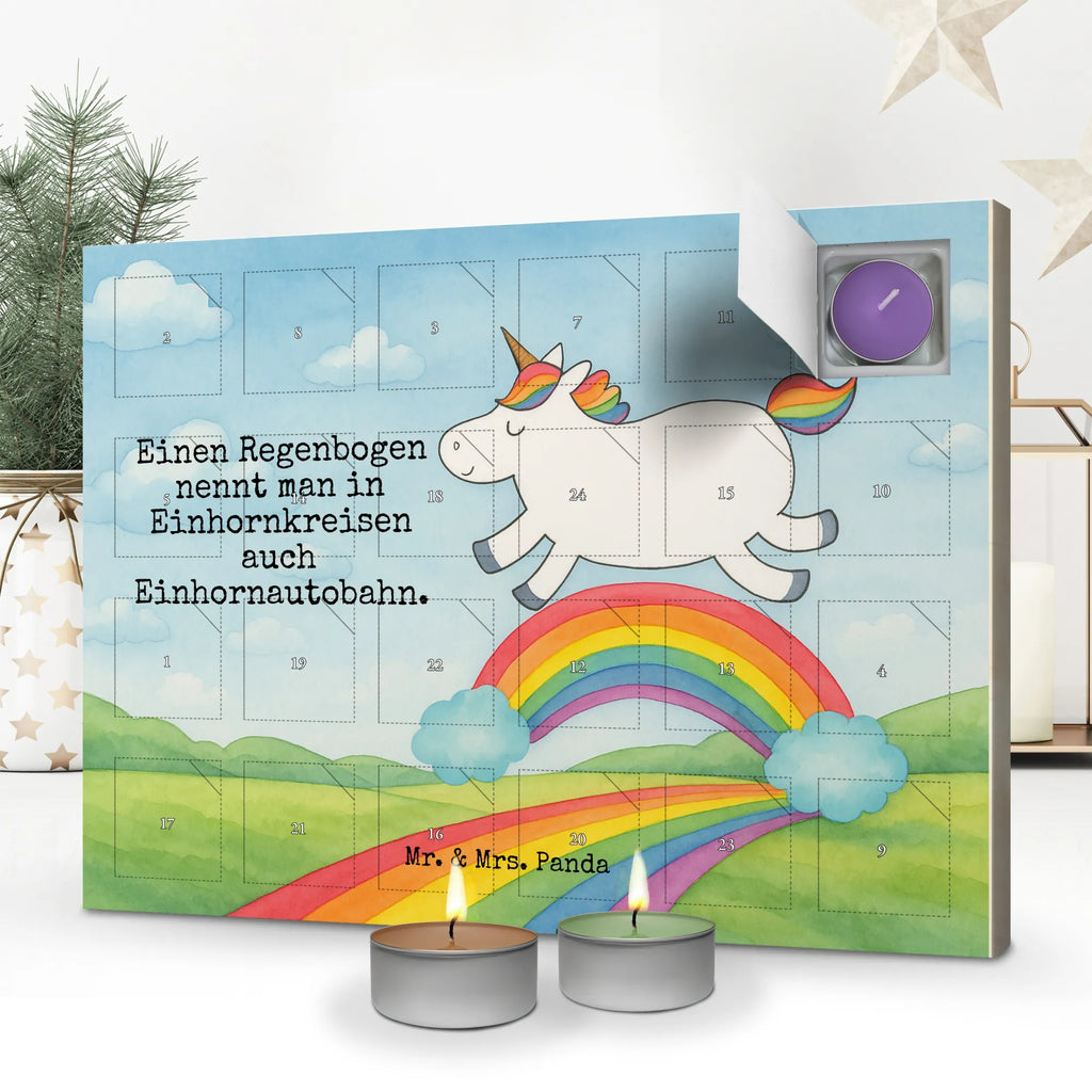 Duftkerzen Adventskalender Einhorn Regenbogen Design, Unicorn, Glitzer