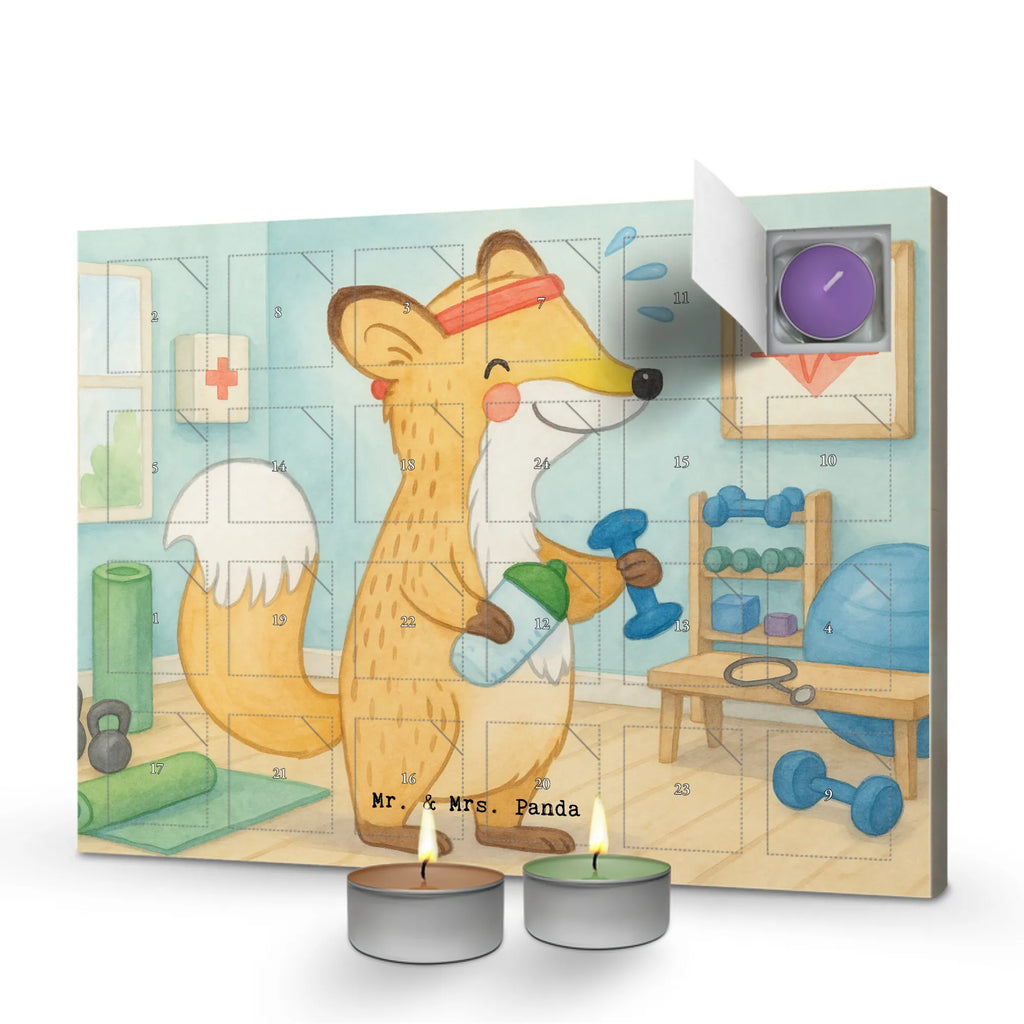 Scented candle advent calendar Fox fitness Design Gift, sport, hobby, giving, thank you, award, profit, athlete, exercising, gym, sports club, Fitness, weight training