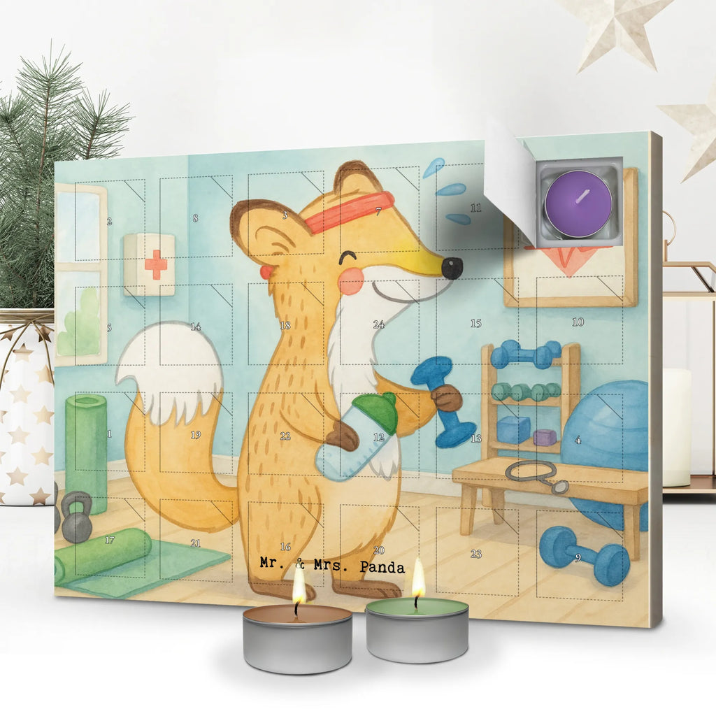 Scented candle advent calendar Fox fitness Design Gift, sport, hobby, giving, thank you, award, profit, athlete, exercising, gym, sports club, Fitness, weight training