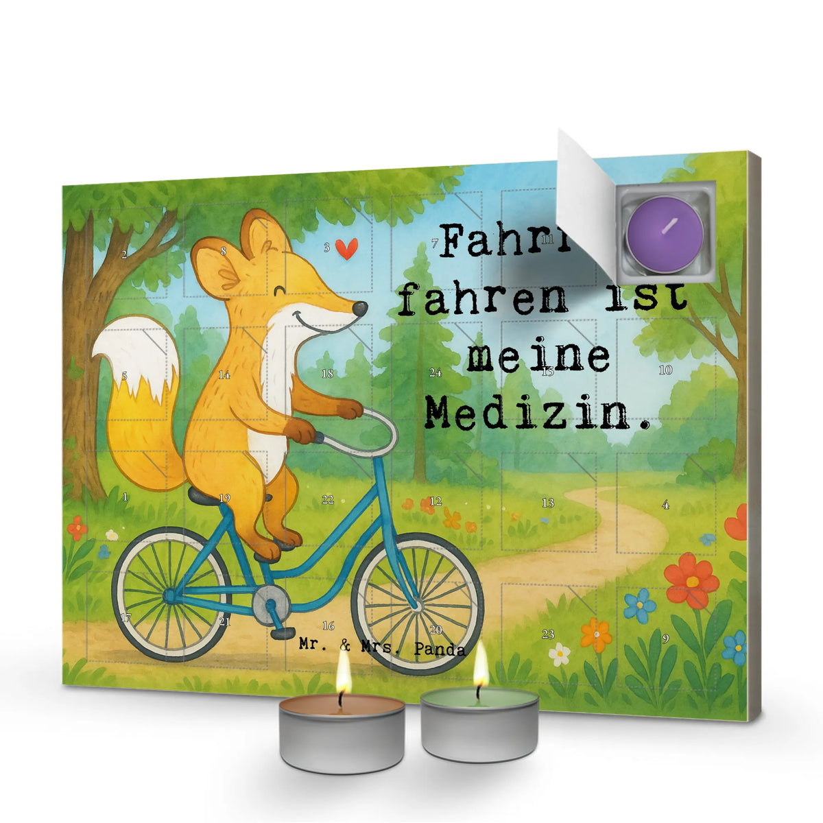 Scented candle advent calendar Fox cycle Design Gift, sport, hobby, giving, thank you, award, profit, athlete, mountain biking, cycling, Biking, trekking