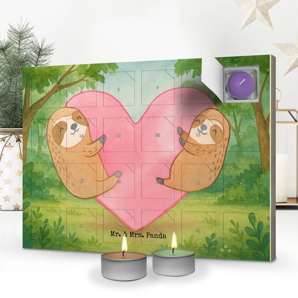 Duftkerzen Adventskalender Faultiere Herz Design, Valentinstag, Freund