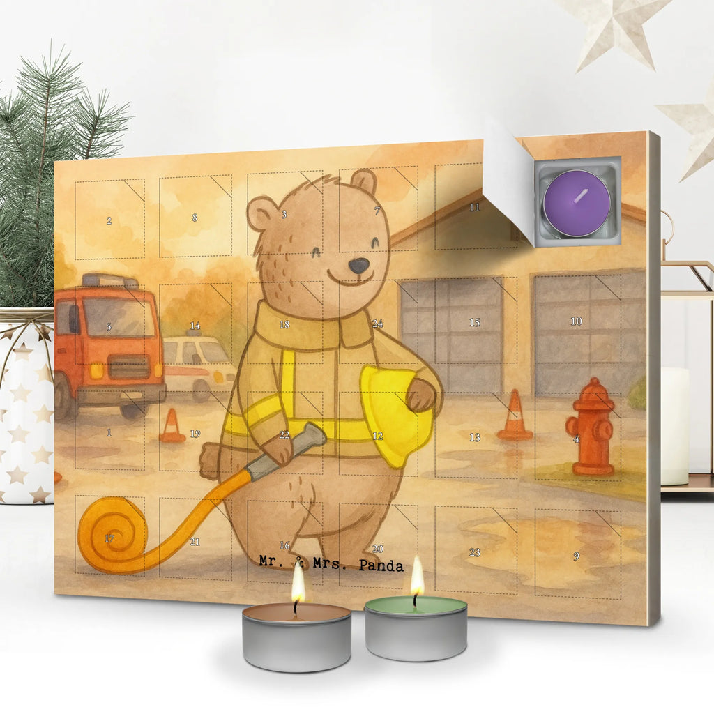 Scented candle advent calendar bear Volunteer firefighter Design Gift, sport, hobby, giving, thank you, award, profit, athlete, youth fire brigade, Volunteer fire brigade, fire brigade festival