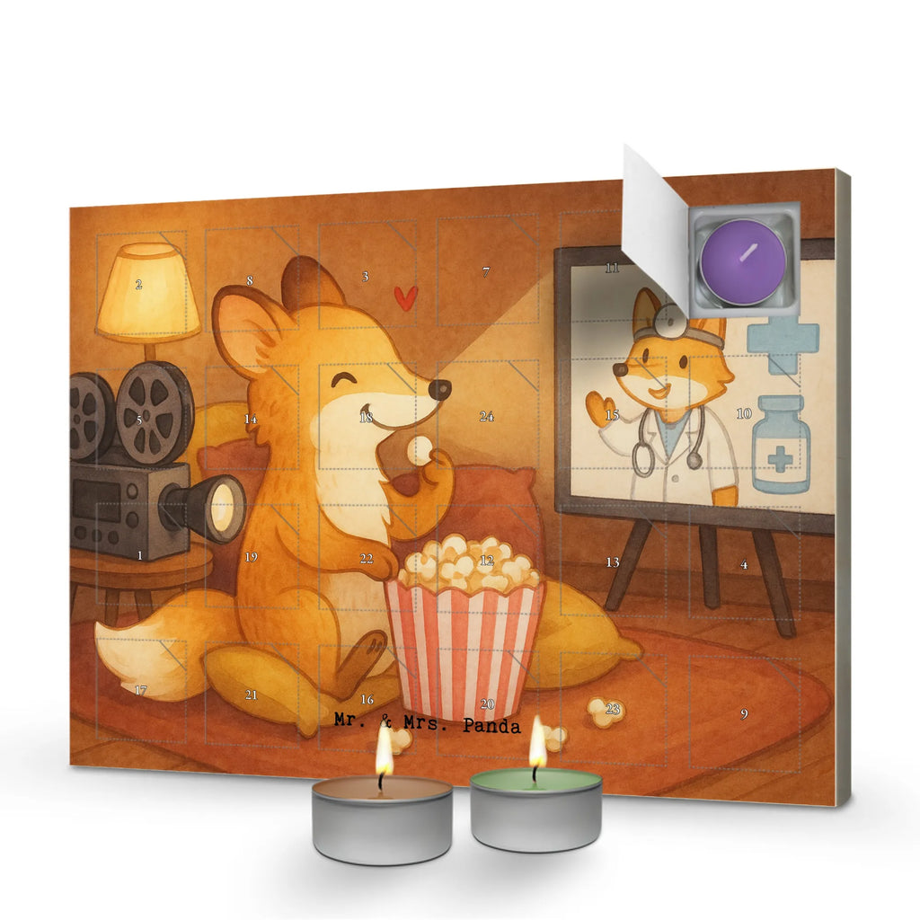 Scented candle advent calendar Fox watch movies Design Gift, sport, hobby, giving, thank you, award, profit, athlete, TV, television, cinema, Movie night, watching movies