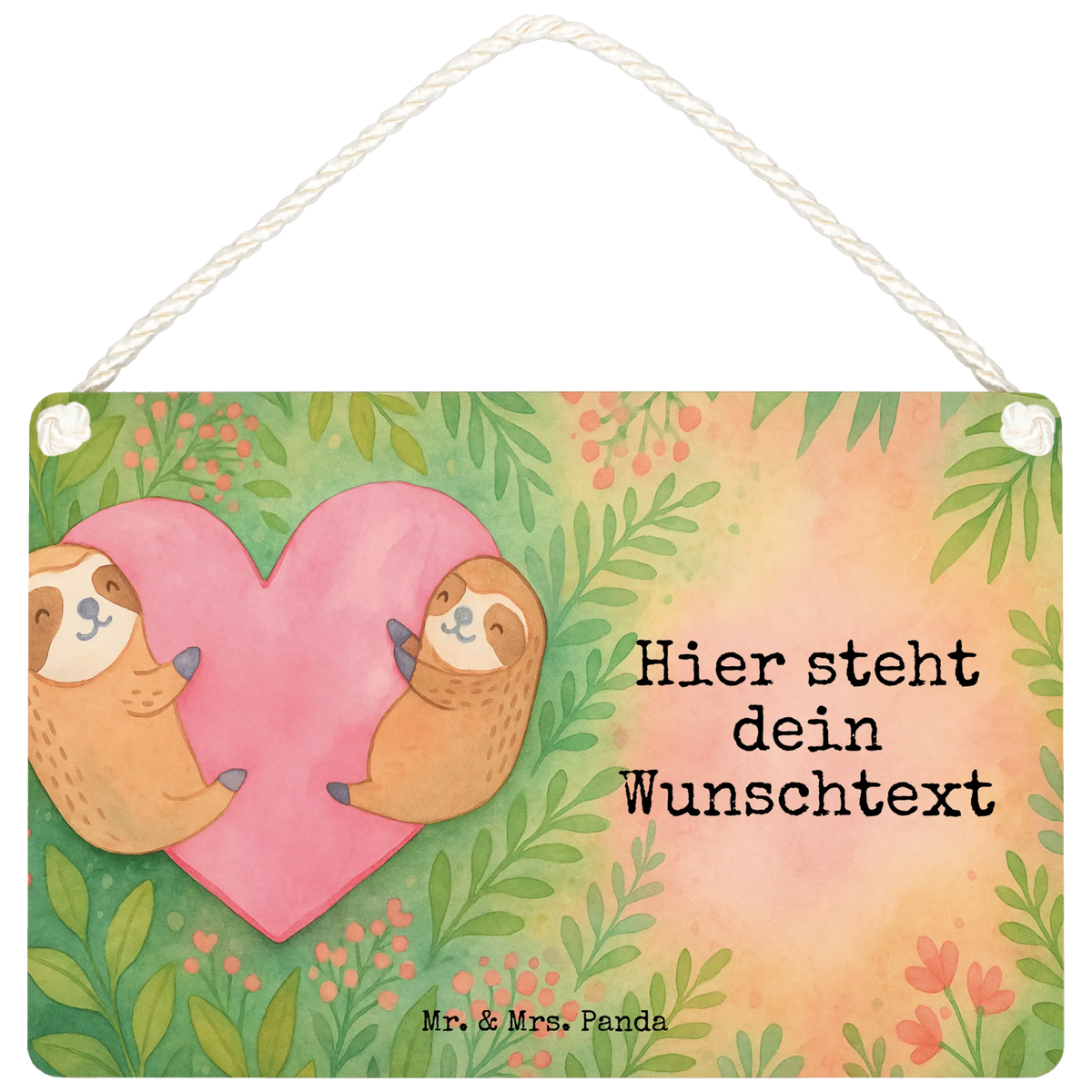 Personalised decorative sign sloths Heart Design