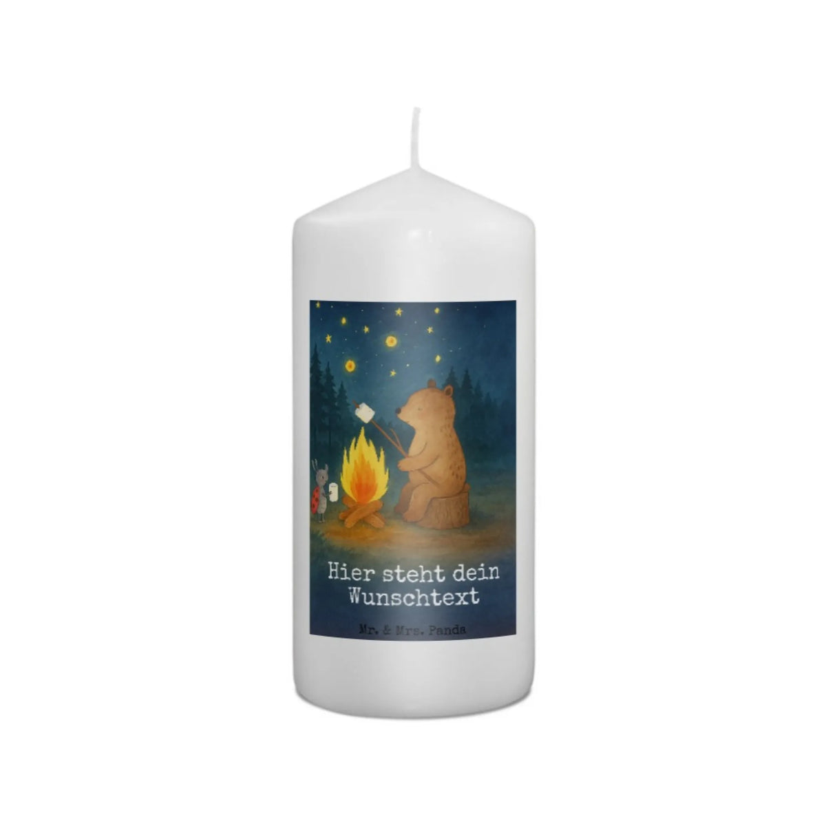 Personalised candle Bear & Ladybird campfire Design cuddly toy, teddy bear, Campfire