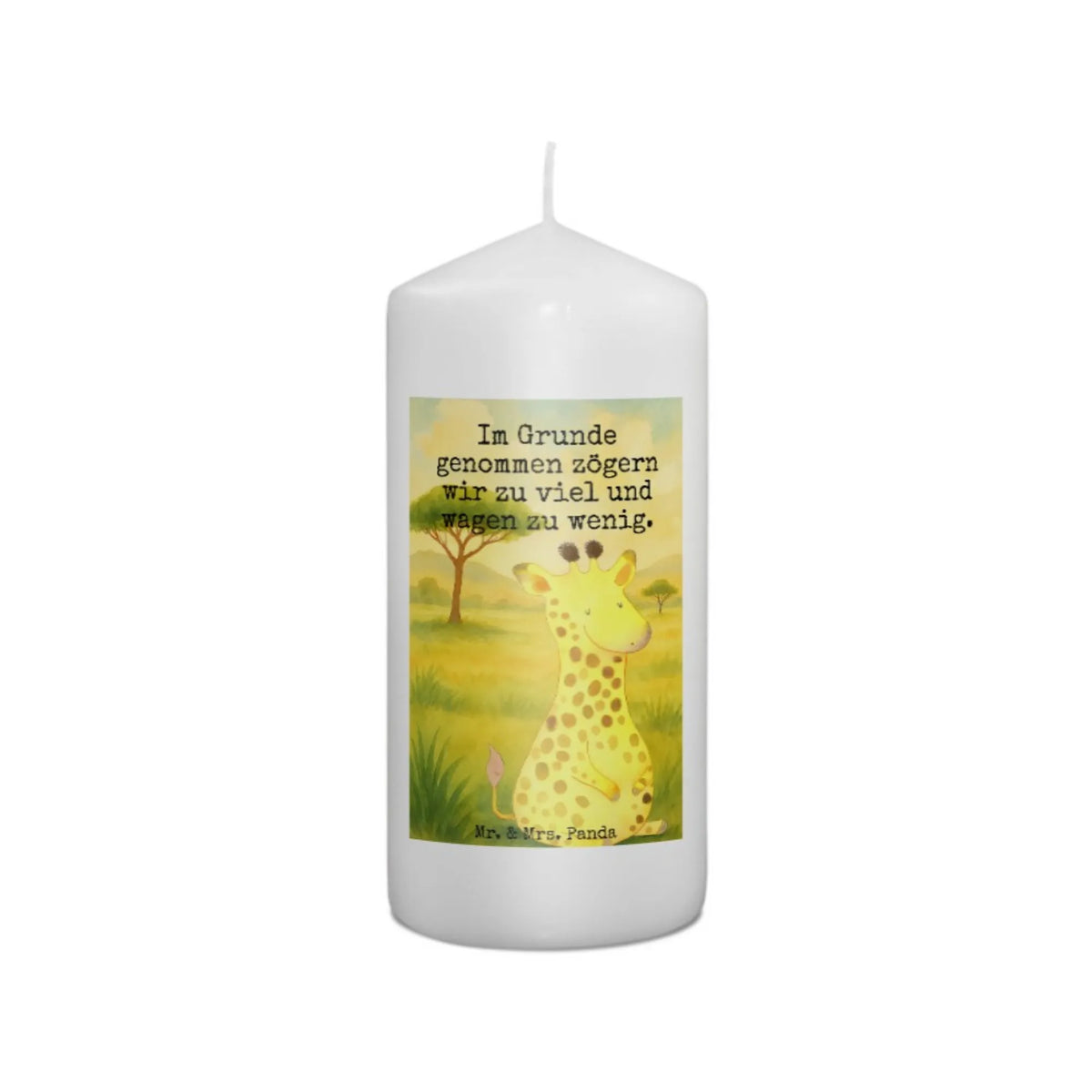 Kerze Giraffe Zufrieden Design Wachskerze, Zylinderkerze, Blockkerze, Erinnerungslicht, Stumpenkerze, Kerze, Erinnerungskerze, Bedruckte Kerze, Afrika, Wildtiere, Giraffe, Zufrieden, Glück, Abenteuer
