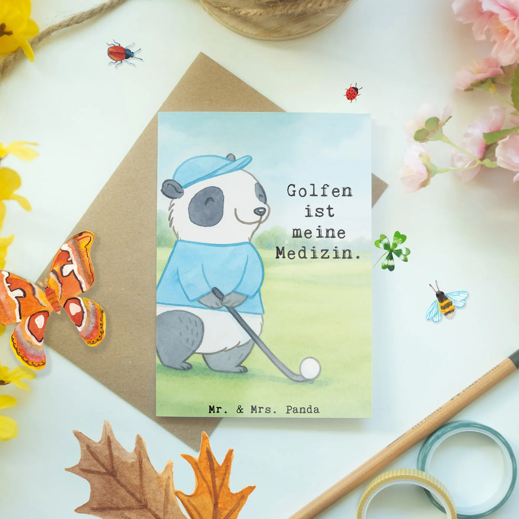 Grußkarte Panda Golfen Design Ansichtskarten, Grußkarte, Geburtstagskarte, Klappkarte, Einladungskarte, Karte, Glückwunschkarte, Hochzeitskarte, Geschenk, Sport, Sportart, Hobby, Schenken, Danke, Dankeschön, Auszeichnung, Gewinn, Sportler, Golf Verein, Golfen, Golf spielen, Golfplatz, Golfturnier