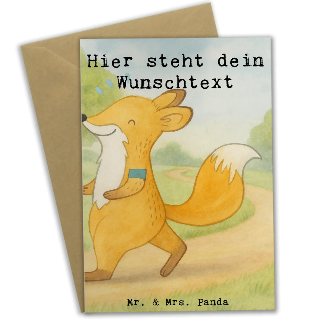 Personalisierte Grußkarte Fuchs Joggen Design Grußkarte mit Namen, Personalisiertere Klappkarte, Personalisierte Glückwunschkarte, Personalisierte Karte, Personalisierte Grußkarte, Grußkarte selber drucken, Grußkarten personalisiert, Personalisierte Einladungskarte, Grußkarte selbst gestalten, Personalisierte Hochzeitskarte, Personalisierte Geburtstagskarte, Grußkarte als Geldgeschenk, Grußkarte mit persönlichen Nachrichten, Geschenk, Sport, Sportart, Hobby, Schenken, Danke, Dankeschön, Auszeichnung, Gewinn, Sportler, Joggen, Dauerlauf, Laufen, Laufsport