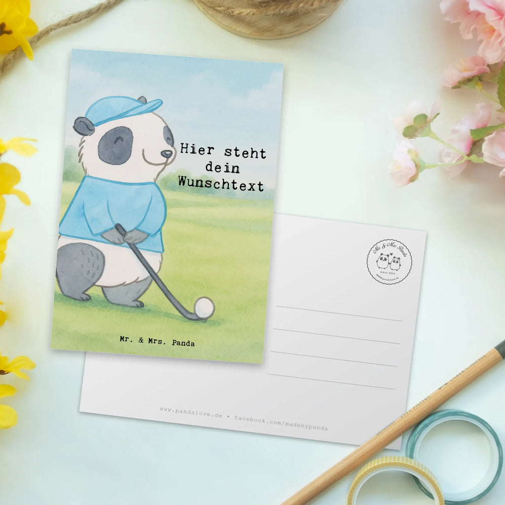 Personalisierte Postkarte Panda Golfen Design Grußkarte mit Wunschtext, Postkarte bedrucken, Karte mit Wunschtext, Grußkarte mit Namen, Geschenkkarte mit Namen, Ansichtskarte mit Wunschtext, Postkarte mit Namen, Einladung mit Wunschtext, Einladung mit Namen, Postkarte mit Wunschtext, Ansichtskarte mit Namen, Postkarte personalisierbar, Karte mit Namen, Geschenkkarte mit Wunschtext, Geschenk, Sport, Sportart, Hobby, Schenken, Danke, Dankeschön, Auszeichnung, Gewinn, Sportler, Golfplatz, Golf Verein, Golfen, Golf spielen, Golfturnier