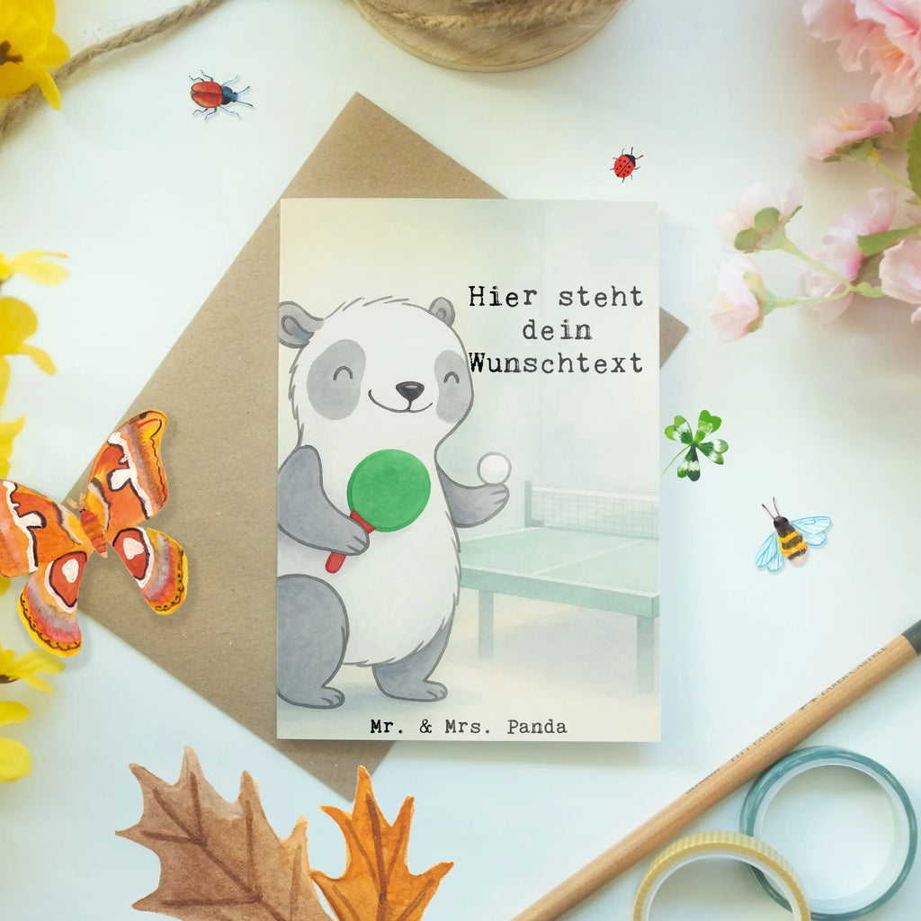 Personalisierte Grußkarte Panda Tischtennis Design Personalisiertere Klappkarte, Personalisierte Karte, Grußkarte mit persönlichen Nachrichten, Grußkarte als Geldgeschenk, Grußkarte mit Namen, Personalisierte Glückwunschkarte, Personalisierte Grußkarte, Grußkarte selber drucken, Personalisierte Geburtstagskarte, Personalisierte Einladungskarte, Personalisierte Hochzeitskarte, Grußkarten personalisiert, Grußkarte selbst gestalten, Geschenk, Sport, Sportart, Hobby, Schenken, Danke, Dankeschön, Auszeichnung, Gewinn, Sportler, Tischtennis Bund, Tischtennis, Ballsport, Tischtennis Verein