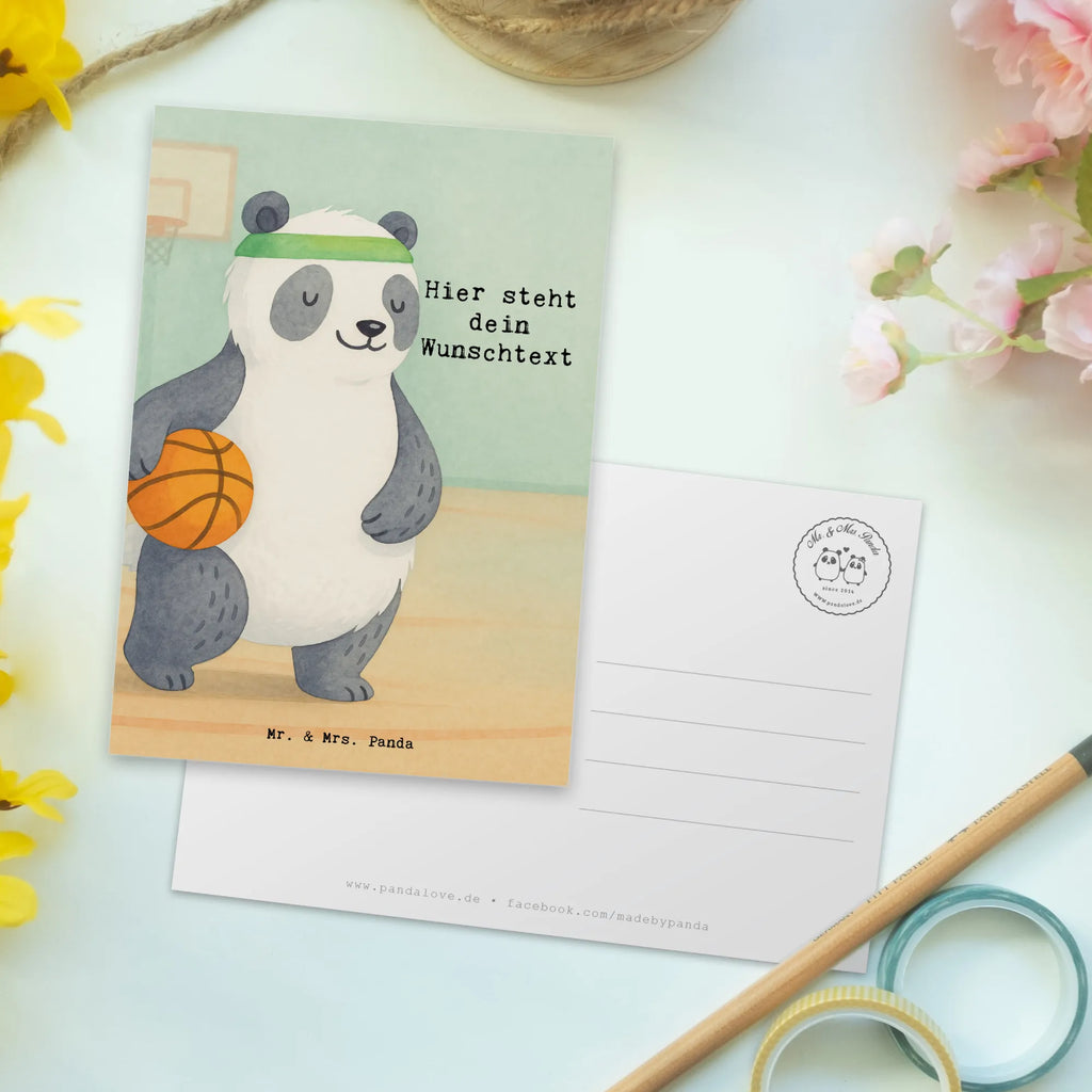 Personalisierte Postkarte Panda Basketball Design Karte mit Namen, Karte mit Wunschtext, Ansichtskarte mit Wunschtext, Geschenkkarte mit Namen, Grußkarte mit Wunschtext, Grußkarte mit Namen, Postkarte bedrucken, Geschenkkarte mit Wunschtext, Ansichtskarte mit Namen, Postkarte personalisierbar, Postkarte mit Namen, Einladung mit Namen, Postkarte mit Wunschtext, Einladung mit Wunschtext, Geschenk, Sport, Sportart, Hobby, Schenken, Danke, Dankeschön, Auszeichnung, Gewinn, Sportler, Basketball Verband, Basketball Verein, Basketball, Basketballplatz