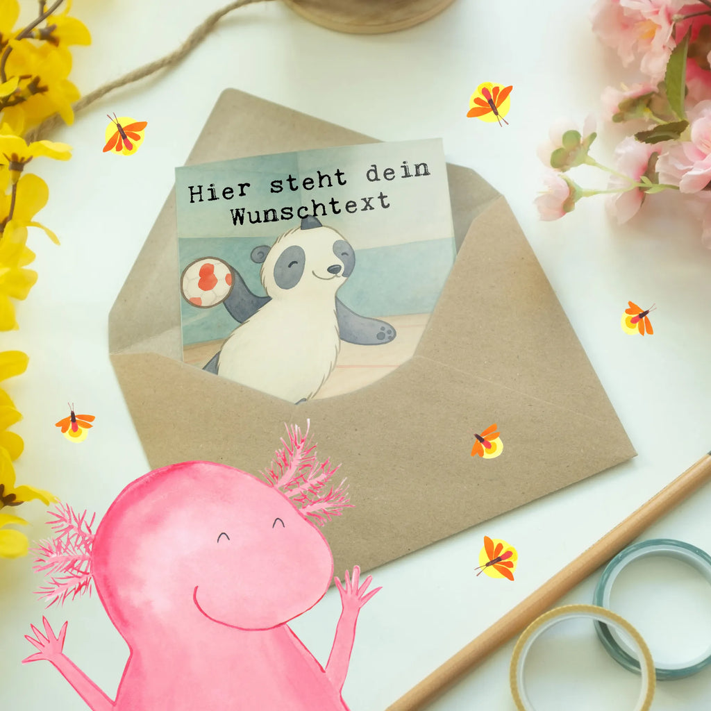 Personalisierte Grußkarte Panda Handball spielen Design Grußkarten personalisiert, Personalisiertere Klappkarte, Grußkarte als Geldgeschenk, Grußkarte mit persönlichen Nachrichten, Personalisierte Grußkarte, Personalisierte Hochzeitskarte, Grußkarte selber drucken, Grußkarte selbst gestalten, Grußkarte mit Namen, Personalisierte Einladungskarte, Personalisierte Glückwunschkarte, Personalisierte Karte, Personalisierte Geburtstagskarte, Geschenk, Sport, Sportart, Hobby, Schenken, Danke, Dankeschön, Auszeichnung, Gewinn, Sportler, Handball Club, Handball spielen, Handball Verein, Handball Turnier