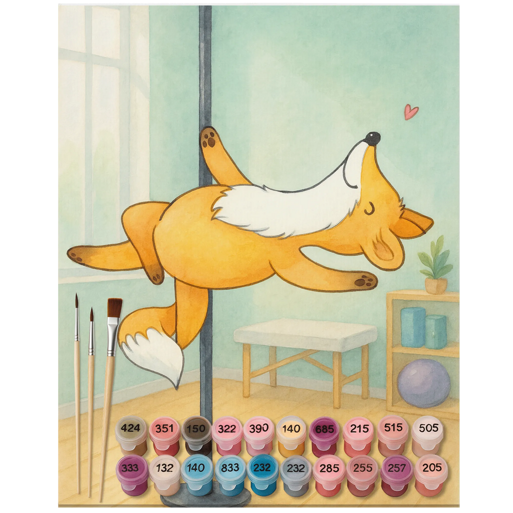 Paint by Numbers Fox Pole Dance Design Gift, sport, hobby, giving, thank you, award, profit, athlete, dancing, Pole dancing